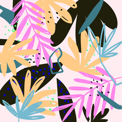 Elegant seamless pattern with abstract flowers,leaves, floral, design elements vector illustration.