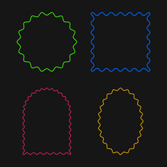 Set neon retro geometric lines frames
