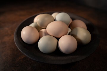 Eggs on a vintage-textured table