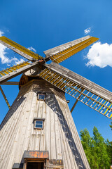 Dutch type windmill from Brusy, Wdzydze Kiszewskie, Poland. - 496483780