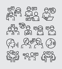 Talking People Vector Line Icons 