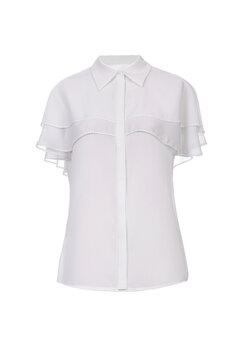 recommend clip art: Women's white silk blouse on a white background.