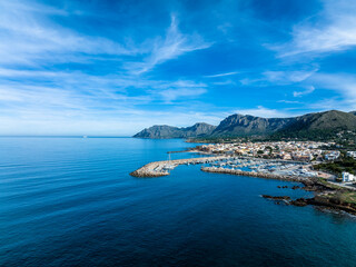 Aerial view, Colonia de Sant Pere near Betlem, Region Arta, Mallorca, Balearic Islands, Spain