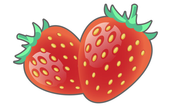 シンプルなイチゴのイラスト（2個）