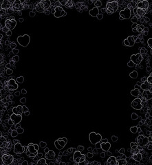 Romantic frame of hearts. Frame with an overlay effect of hearts of different sizes
