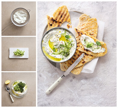 Fresh tzatziki recipe summer meal. Rich, creamy and full of fresh herbs, it's delicious on pita. Step by step recipe with final image.