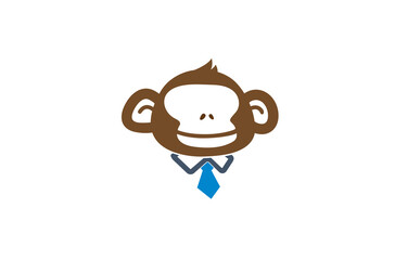 creative monkey geek nerd faceless smile logo vector design icon illustration - obrazy, fototapety, plakaty