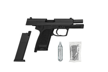 Air gun. Modern pneumatic weapon for air soft, sports and entertainment. A dummy, a copy of a real...