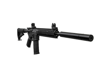 Modern automatic rifle isolated on black background. Weapons for police, special forces and the...