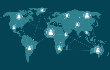 Social network concept. Connecting and communicating around the world. More people are connecting with people all over the world. Vector illustration Eps10.