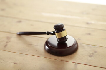 Law concept. Judge's gavel on table