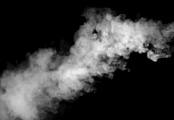 Fotobehang White smoke blot isolated on black background. © Liliia