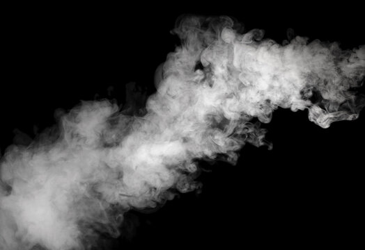 White smoke blot isolated on black background.