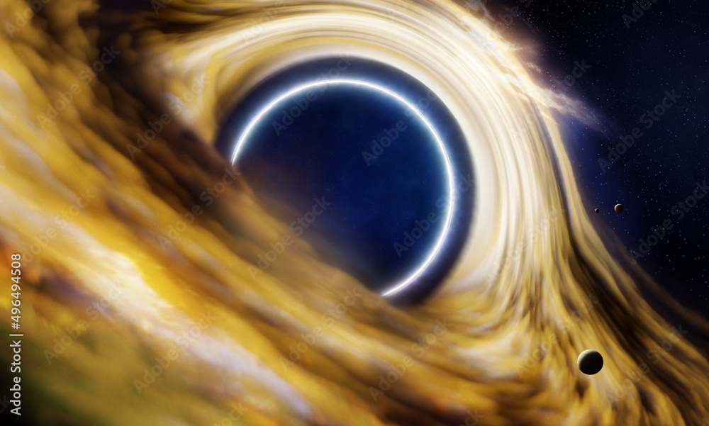 Wall mural black hole and stars and cloud fields in outer space.