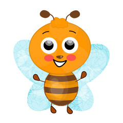 Funny bee. A cartoon and cute character.