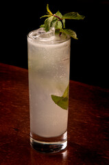 mojito cocktail, in long drink with mint and ice