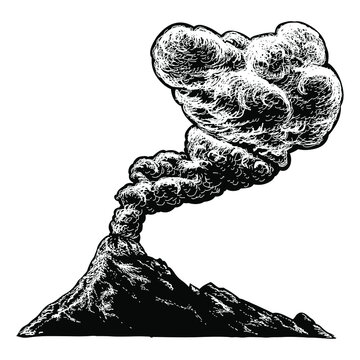 vulcano eruption illustration isolated on white background