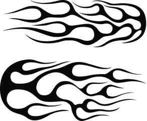 Fire flames isolated on white background. Tribal tattoo design.
