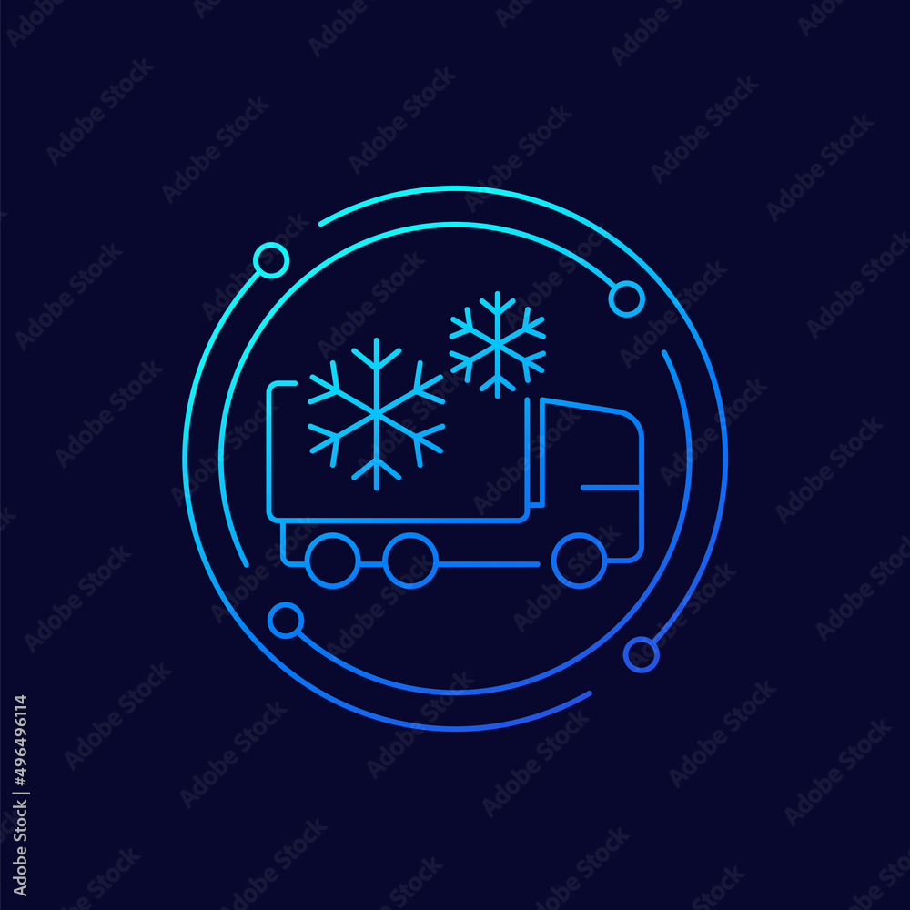 Sticker Fridge truck icon, linear design