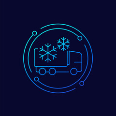 Fototapeta premium Fridge truck icon, linear design