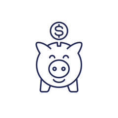 piggy bank, savings line icon