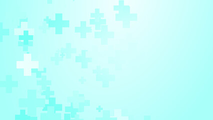  Abstract white blue green colors cross pattern healthcare background.