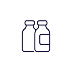plastic bottles line icon on white
