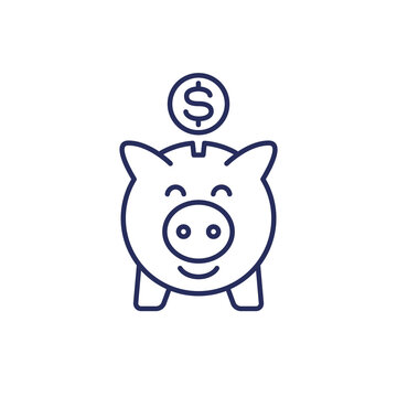 Piggy Bank, Savings Line Icon