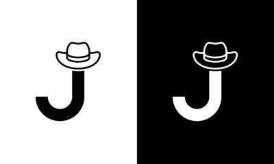 initial letter logo J Gentlemen Hat Logo Design Vector Icon Graphic Emblem