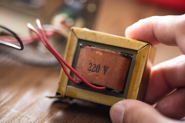 An old Laminated core transformer