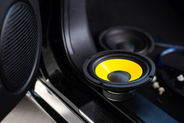 yellow-black audio loudspeaker
