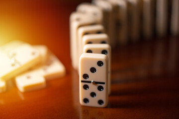 Domino effect concept.