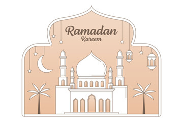 Ramadan kareem vector design illustration monoline or line art style