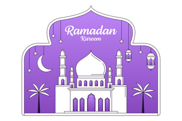 Ramadan kareem vector design illustration monoline or line art style