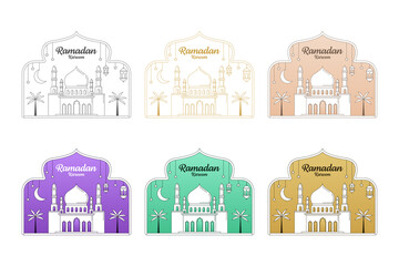 Obraz premium Ramadan kareem vector design illustration monoline or line art style