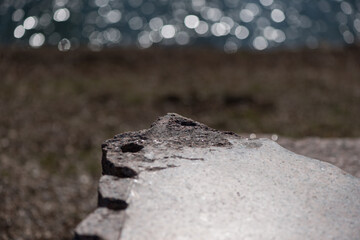 large stone by the lake