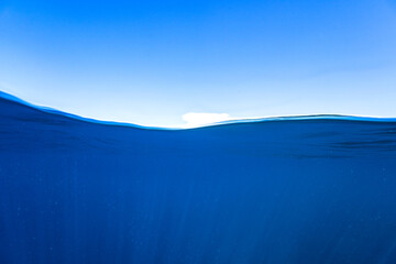 Ocean or sea in half water half sky.