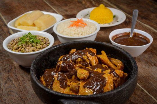Chicken with brown gravy. Traditional cuisine from the northeast of Brazil.