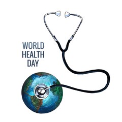 World health day concept with stethoscope globe background