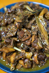 A plate of delicious Chinese home cooking, beer braised duck