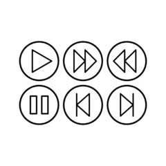 Music button vector icon set on white background