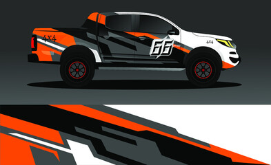 Obraz premium Editable template for wrapping trucks with abstract stickers. High resolution vector graphics.