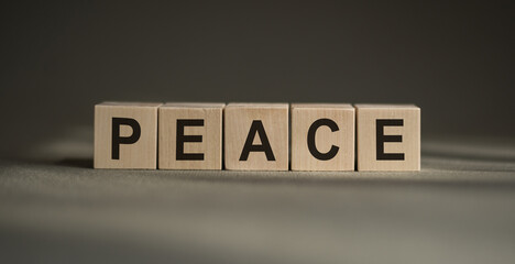 Peace the Word Written In Wooden Cube