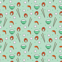 Pattern with fish, shrimp and rice