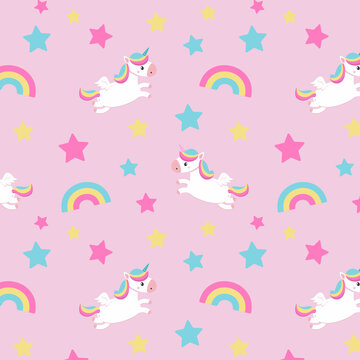 Cute unicorn with rainbow pattern