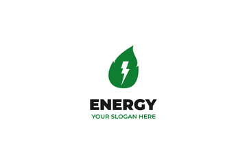 Flat green energy logo design vector template