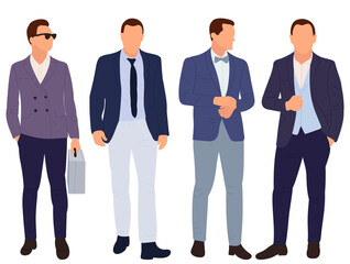 businessmen men flat design, isolated, vector