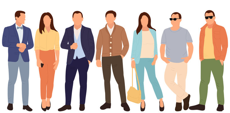 standing people flat design, isolated, vector