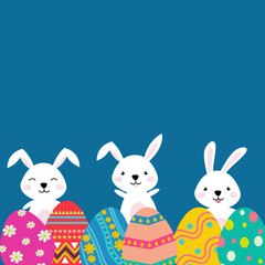 Happy Easter. Greeting cards or posters with bunny, Easter egg. Egg and rabbits. Abstract line style Spring background. vector illustration