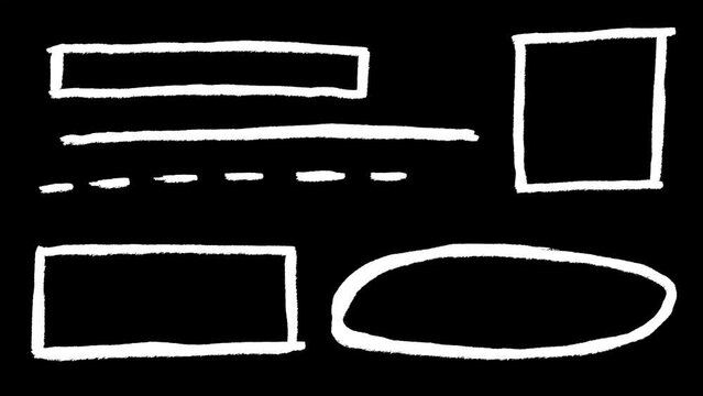 Hand Drawn Rectangle Square Lines Animation Loop Black Background
